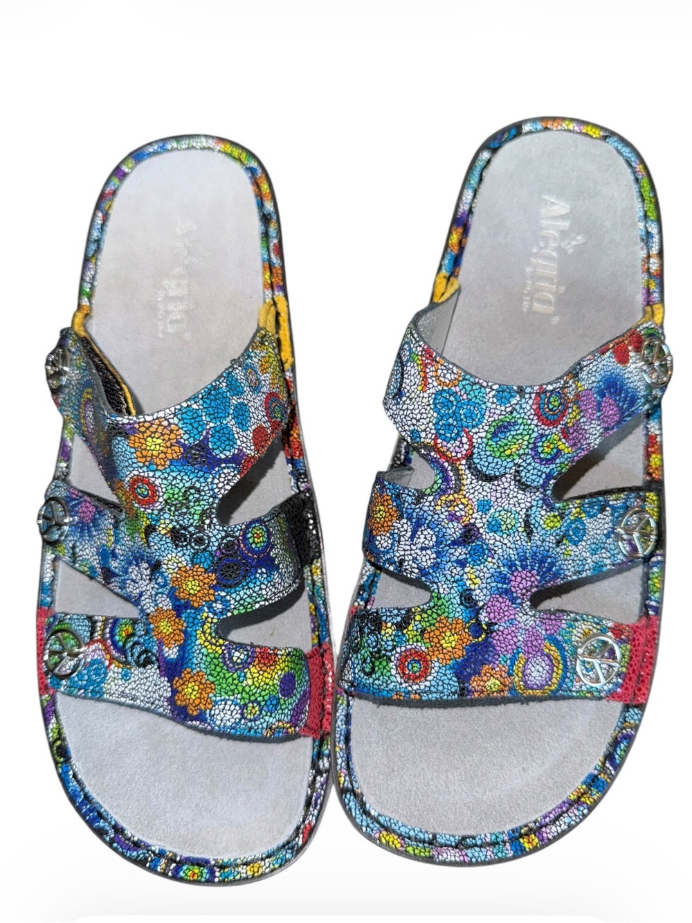 NWT Alegria Mosaic Peace Sign Comfort Slide Sandals Hippie US 10-10.5 - Picture 5 of 16